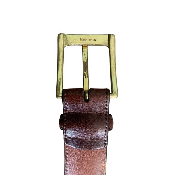 Handcrafted Brown Full Grain Leather Belt with Solid Brass Buckle Size 34 - C2 - Picture 4 of 9